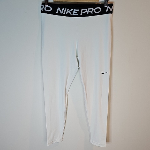 Nike Pro Large Dri-fit White Athletic Leggings - Picture 1 of 7